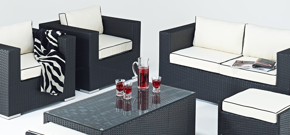 Black Rattan Sofa Set